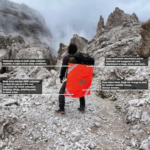 Ledpaneler | Orange och rosa med hög varselfärg | Nödmarkeringsflagga | Brandmattor för bushcraft, vatten- och flamskyddade
