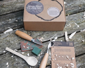 Spoon Carving Kit | 7-Piece Beginner Spoon Carving Whittling Woodworking Kit | Traditional Making and Components | Complete Spoon Carving