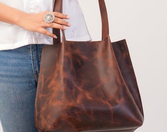 Borsa grande in pelle Borsa della spesa in pelle Borsa tote Borsa in pelle da donna Borsa a tracolla da donna Borsa da viaggio Regalo di Natale per lei Regali per le feste