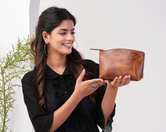 Trousse per cosmetici per spose, organizer per articoli da toeletta in pelle per donne, custodia per gioielli in pelle personalizzata, borsa per il trucco per donne, kit da toilette in pelle