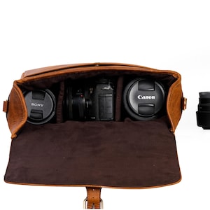 Leather Camera Bag Camera Satchel Bag Shoulder Camera Bag For Nikon Canon Sony DSLR Camera Messenger Bag Christmas Gift for Photographer
