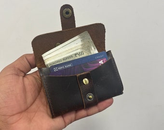 Leather Card Holder Wallet Full grain Leather card case daily carry leather credit card holder Mothers day Gift For Mom under 20 USD for her
