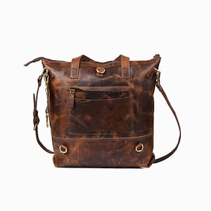 Leder Laptop Cabrio Rucksack Frauen Leder Tragetasche mit Trolley Sleeve Personalisierte Muttertagsgeschenk für Mama