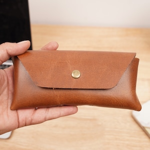 Personalized Leather Eyeglasses Case: Custom Sunglasses Sleeve with Hook
