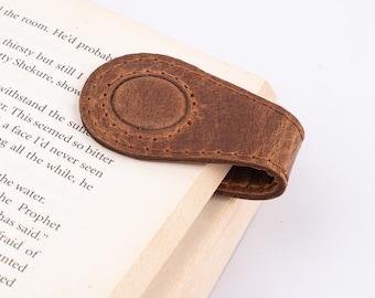 Personalized Leather Bookmark Leather double sided Magnetic Bookmark Handmade Leather Bookmark under 20 USD Leather Bookmark gift for him