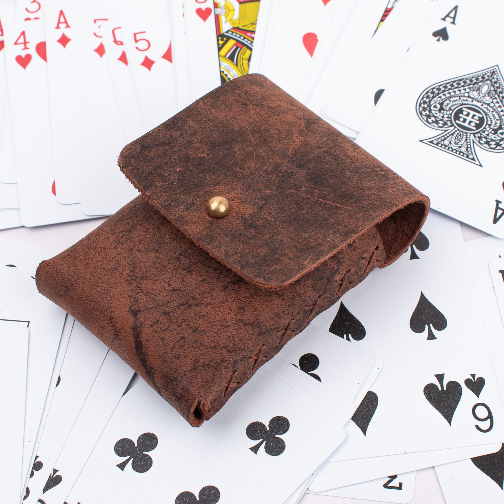 Personalized Leather Playing Card Holder Leather Playing Card Deck Case