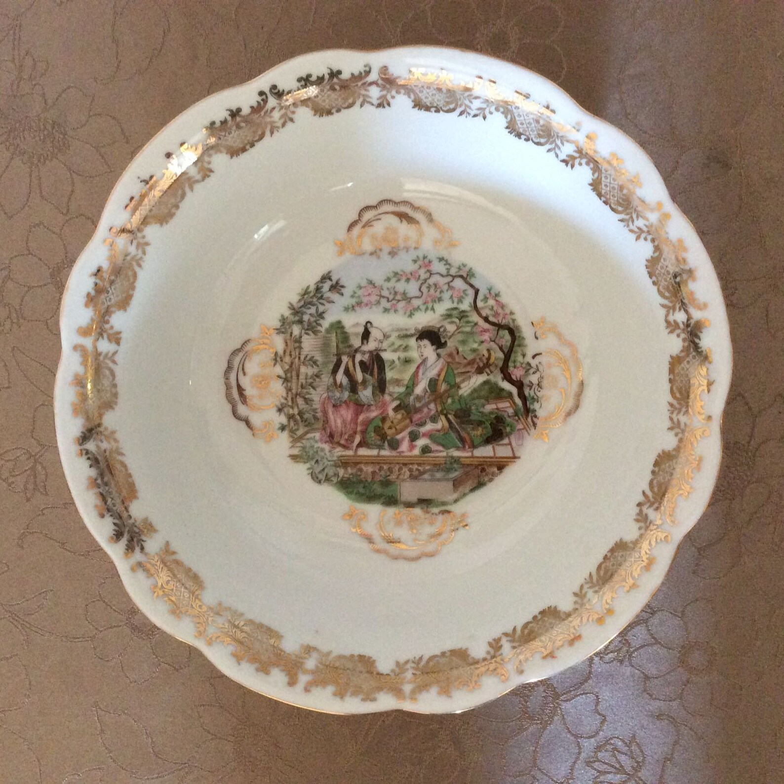 Antique Golden Serving Bowl Etsy