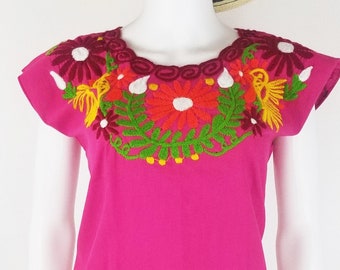 Embroidered Mexican Blouse, Floral Embroidered Blouse