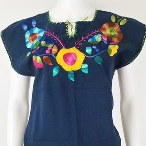 Embroidered Mexican Blouse, Floral Embroidered Blouse image 1