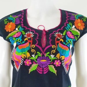 Embroidered Mexican Blouse, Floral Embroidered Blouse image 1