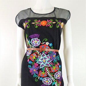 Bestickte mexikanische Kleid, Oaxaca Kleid, Floral bestickt Chiffon Kleid