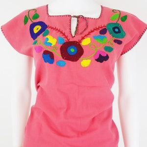 Embroidered Mexican Blouse, Floral Embroidered Blouse image 1