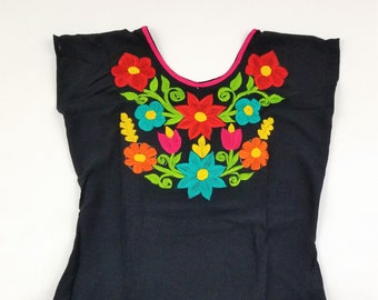 Embroidered Mexican Blouse, Oaxacan Embroidered Blouse