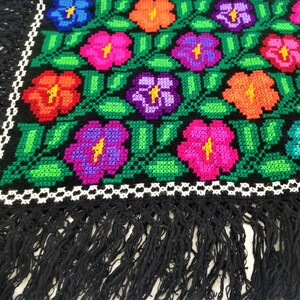 Embroidered Mexican Poncho, Mexican embroidery Poncho made by artisans, Floral Mexican Poncho image 8