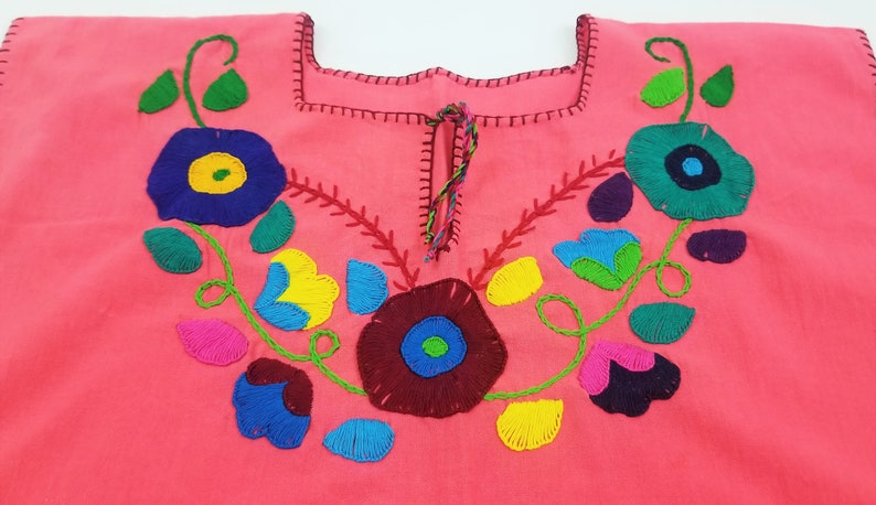 Embroidered Mexican Blouse, Floral Embroidered Blouse image 4