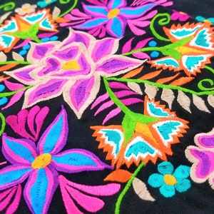 Embroidered Mexican Dress, Oaxaca dress, Floral Embroidered Chiffon Dress image 2