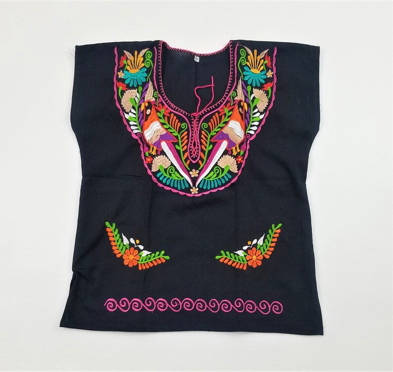 Embroidered Mexican Blouse, Floral Embroidered Blouse image 5