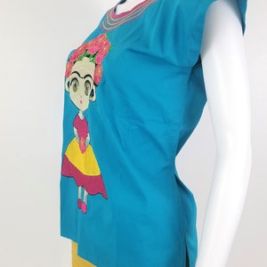 Embroidered Mexican Frida kahlo Blouse, Oaxacan Embroidered Blouse, frida kahlo Blouse image 7