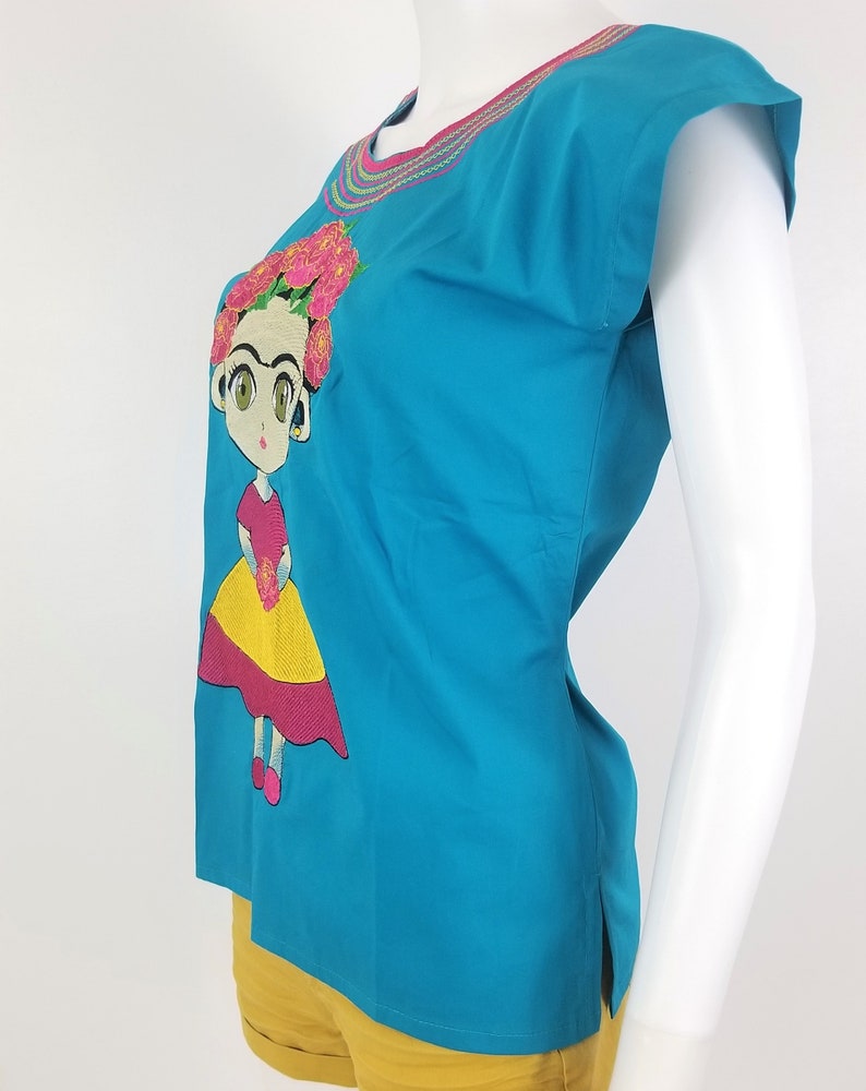 Embroidered Mexican Frida kahlo Blouse, Oaxacan Embroidered Blouse, frida kahlo Blouse image 7