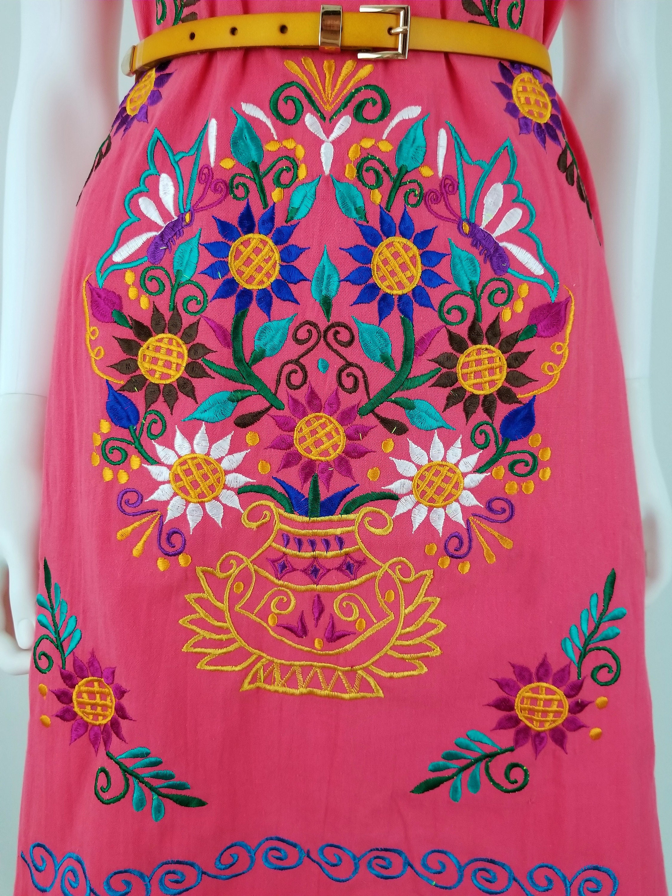 green emerald velvet dress Flare Sleeve Flower Embroidery Boho Midi Dress  Kundalini Dreams