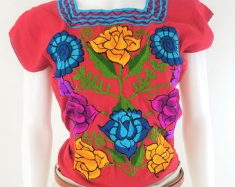 Embroidered Mexican Blouse, Floral Embroidered Blouse