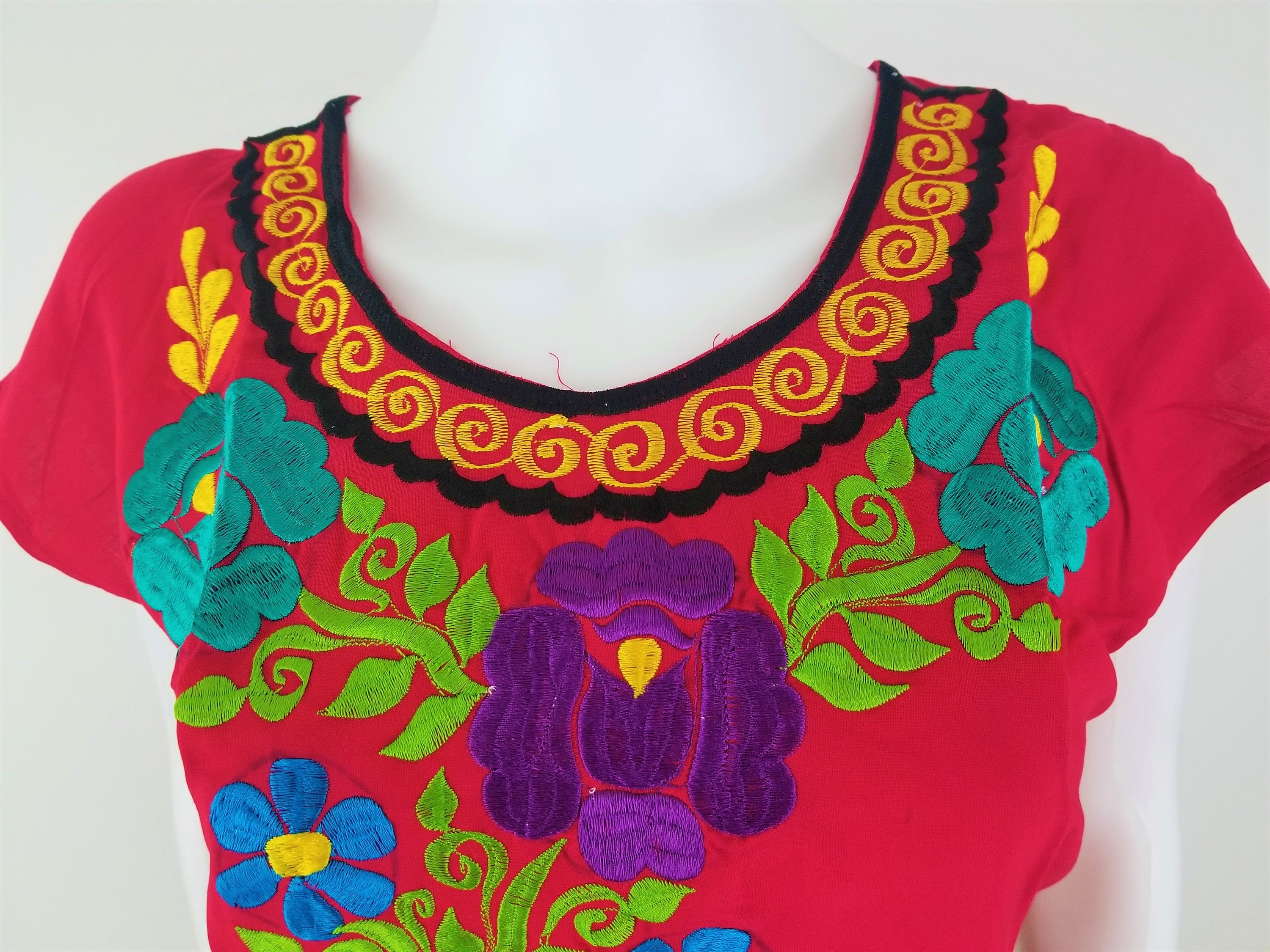 Embroidered Mexican Blouse, Oaxacan Embroidered Blouse