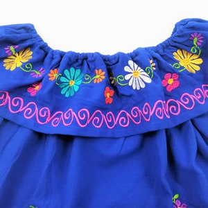 Embroidered Mexican Dress, Open-Shoulder Floral Embroidered Dress image 8