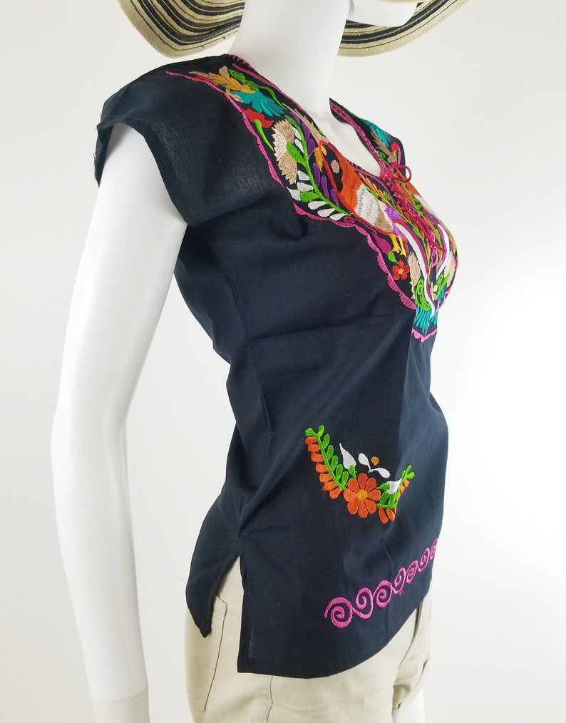 Embroidered Mexican Blouse, Floral Embroidered Blouse image 10