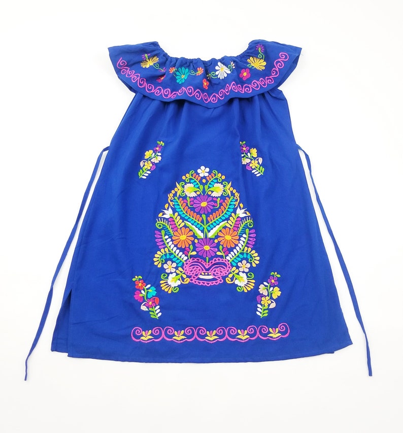 Embroidered Mexican Dress, Open-Shoulder Floral Embroidered Dress image 2