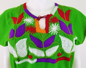 Embroidered Mexican Blouse, Corn Mazorca Embroidered Blouse