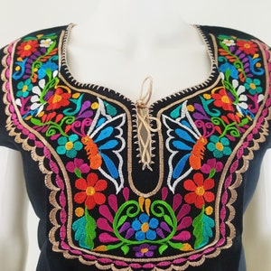 Embroidered Mexican Blouse, Floral Embroidered Blouse image 9