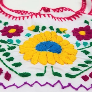 Embroidered Mexican Dress, Floral Embroidered Fit-Flare Dress Handmade image 8
