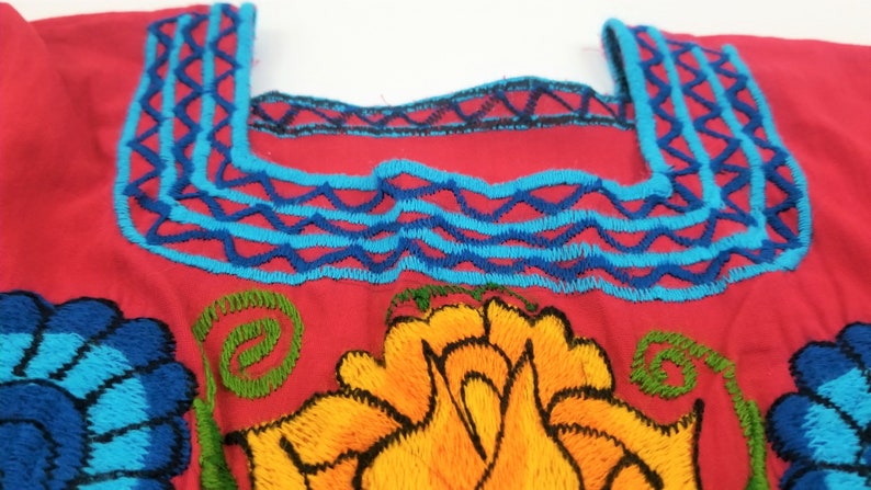 Embroidered Mexican Blouse, Floral Embroidered Blouse image 8