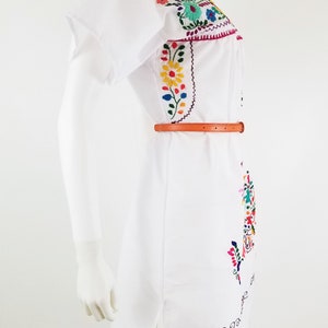 Embroidered Mexican Dress, Floral Embroidered Fit-Flare Dress Handmade image 6