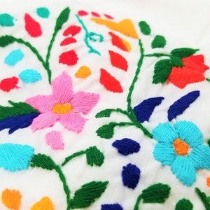 Embroidered Mexican Dress, Floral Embroidered Fit-Flare Dress Handmade image 3