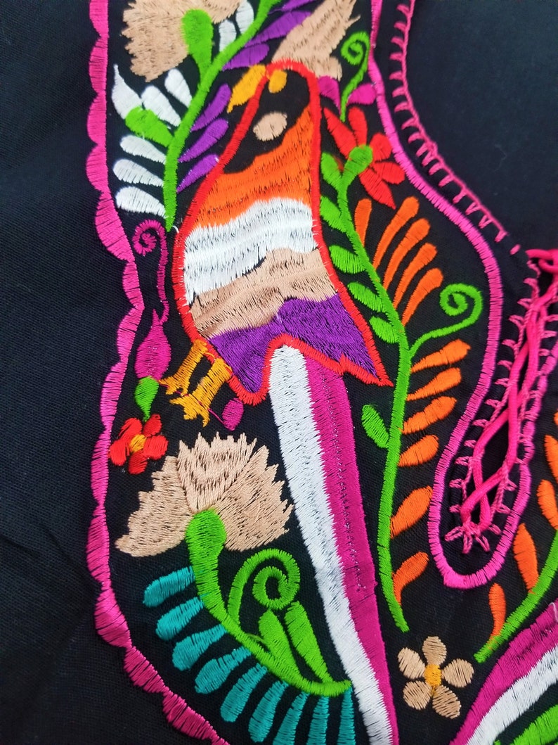 Embroidered Mexican Blouse, Floral Embroidered Blouse image 4