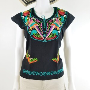 Embroidered Mexican Blouse, Floral Embroidered Blouse Green