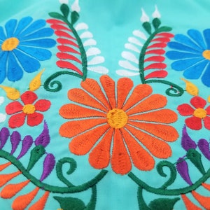 Embroidered Mexican Dress, Open-Shoulder Floral Embroidered Dress image 3