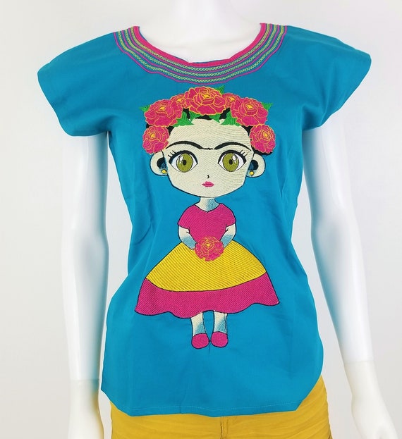 Blusa frida kahlo mexicana bordada blusa bordada oaxaquena blusa frida kahlo Etsy Mexico