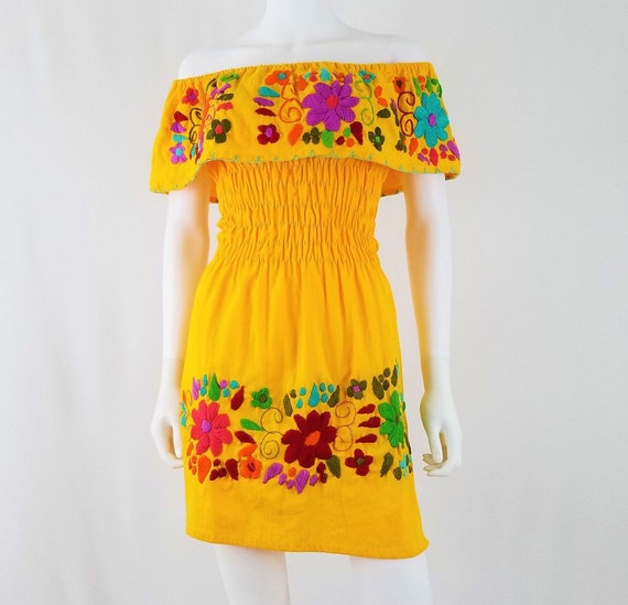 Embroidered Mexican Dress Floral ...