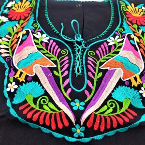 Embroidered Mexican Blouse, Floral Embroidered Blouse image 7