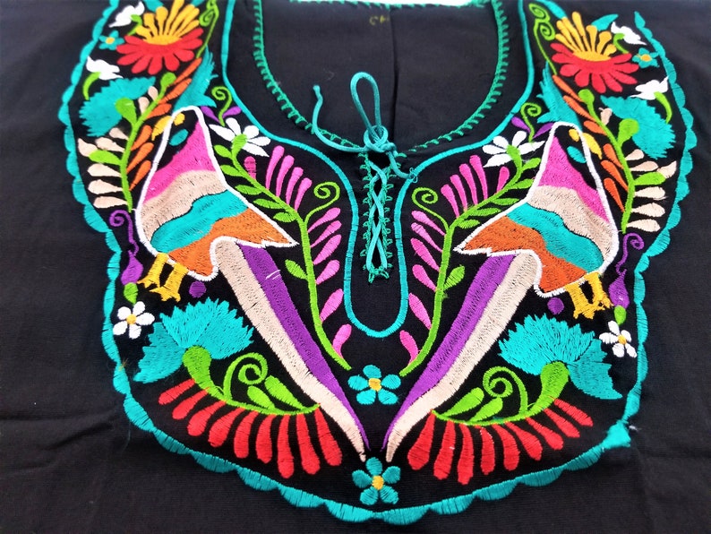 Embroidered Mexican Blouse, Floral Embroidered Blouse image 7