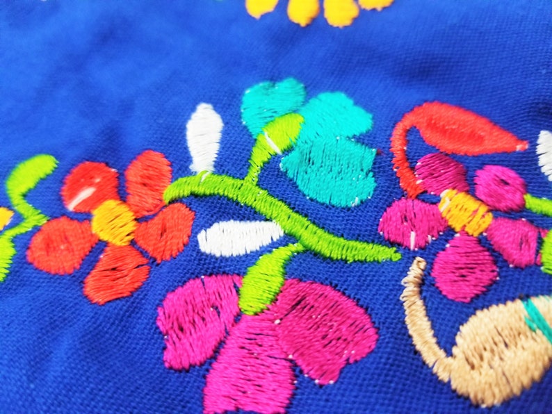 Embroidered Mexican Dress, Open-Shoulder Floral Embroidered Dress image 3