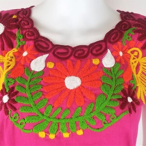 Embroidered Mexican Blouse, Floral Embroidered Blouse image 2