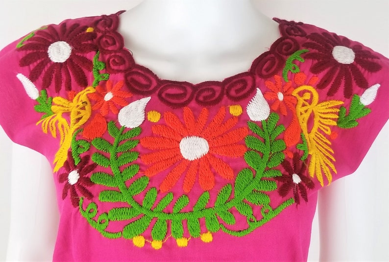 Embroidered Mexican Blouse, Floral Embroidered Blouse image 2