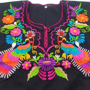 Embroidered Mexican Blouse, Floral Embroidered Blouse image 3