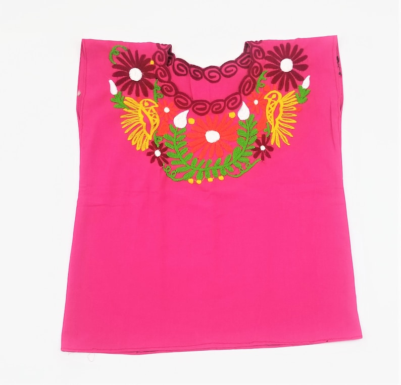 Embroidered Mexican Blouse, Floral Embroidered Blouse image 7