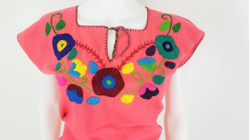 Embroidered Mexican Blouse, Floral Embroidered Blouse image 2