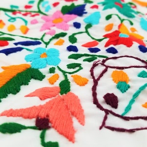 Embroidered Mexican Dress, Floral Embroidered Fit-Flare Dress Handmade image 4