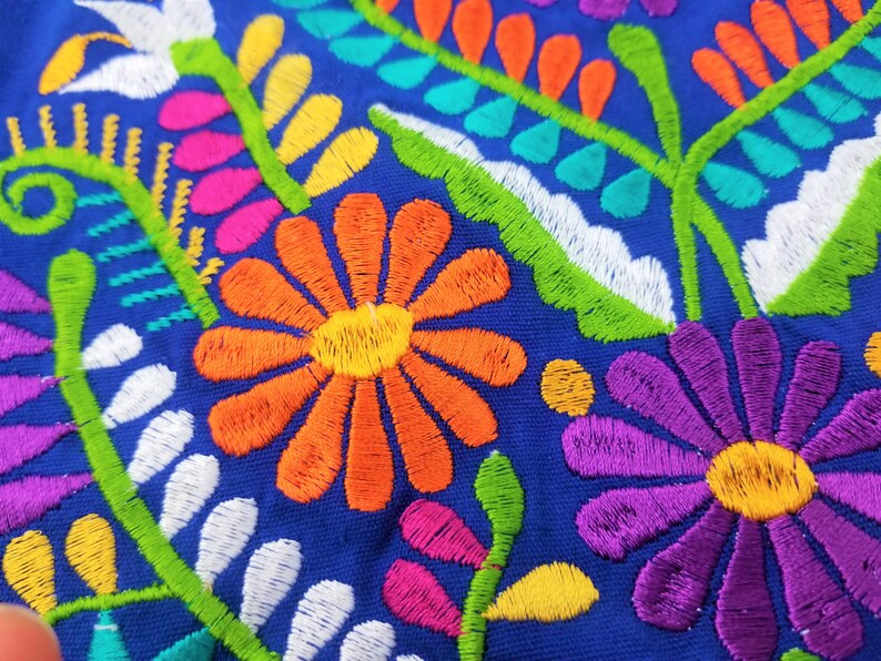 Embroidered Mexican Dress, Open-Shoulder Floral Embroidered Dress image 5